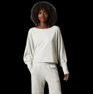 NWT VELVET by Graham & Spencer Light Gray Ribbed Dolman Sleeve Pullover Top 2X